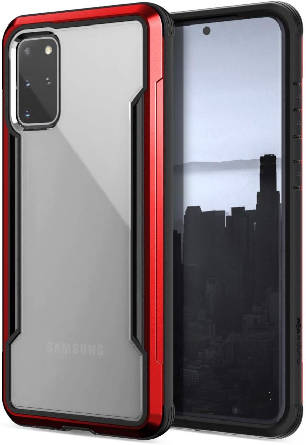 X-Doria Defense Shield Series, Samsung Galaxy S20+ Phone Case - Military Grade Drop Tested, Anodized Aluminum, TPU, and Polycarbonate Protective Case for Samsung Galaxy S20+, (Red)