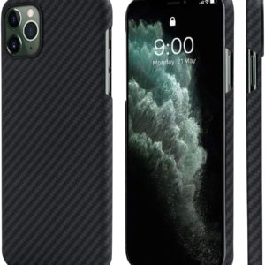 PITAKA Phone Case Compatible with iPhone 11 Pro Max 6.5" Minimalist MagEZ Case Aramid Fiber [Body Armor Material] Super Slim Magnetic Case,Strongest Durable Snugly Fit Cover- Black/Grey(Plain)