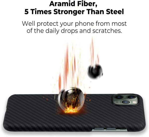 PITAKA Phone Case Compatible with iPhone 11 Pro Max 6.5" Minimalist MagEZ Case Aramid Fiber [Body Armor Material] Super Slim Magnetic Case,Strongest Durable Snugly Fit Cover- Black/Grey(Plain)