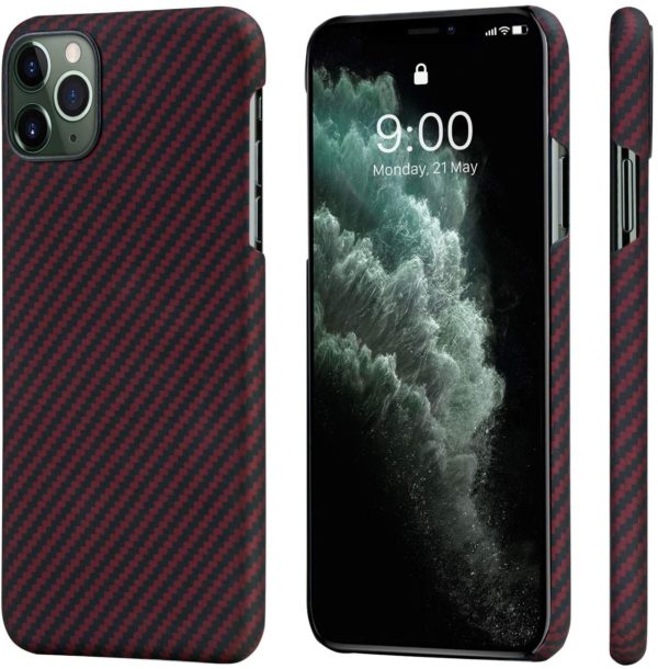 PITAKA Phone Case Compatible with iPhone 11 Pro Max 6.5" Minimalist MagEZ Case Aramid Fiber [Body Armor Material] Super Slim Magnetic Case,Strongest Durable Snugly Fit Cover- Black/Grey(Plain)