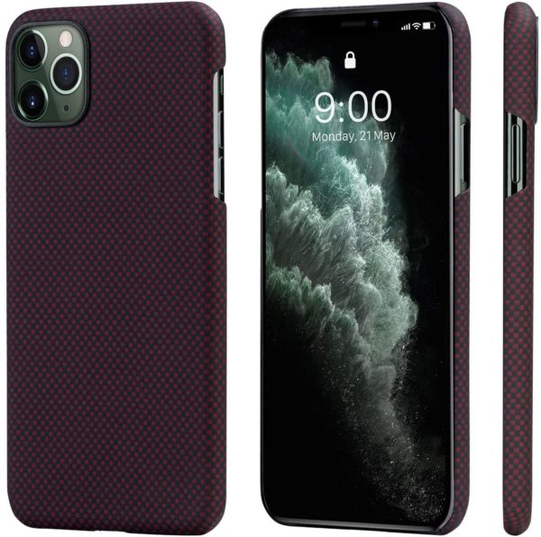 PITAKA Phone Case Compatible with iPhone 11 Pro Max 6.5" Minimalist MagEZ Case Aramid Fiber [Body Armor Material] Super Slim Magnetic Case,Strongest Durable Snugly Fit Cover- Black/Grey(Plain)